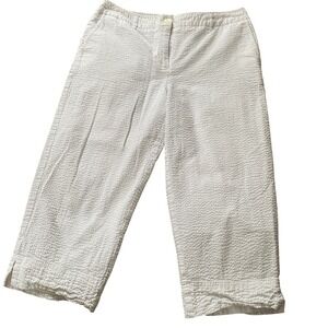 George ME Mark Eisen White‎ Seersucker Cropped Pants Womens 8 Textured white